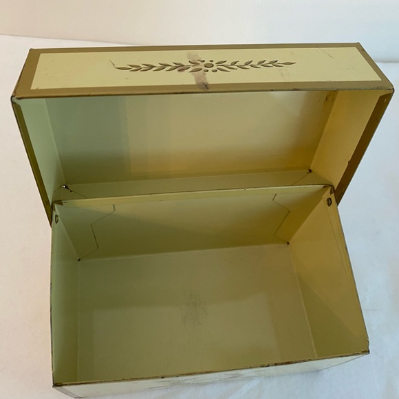 Metal Ohio Art Company Recipe Card Holder Box 1970s Rustic Farmhouse Vintage MCM - Picture 12 of 15